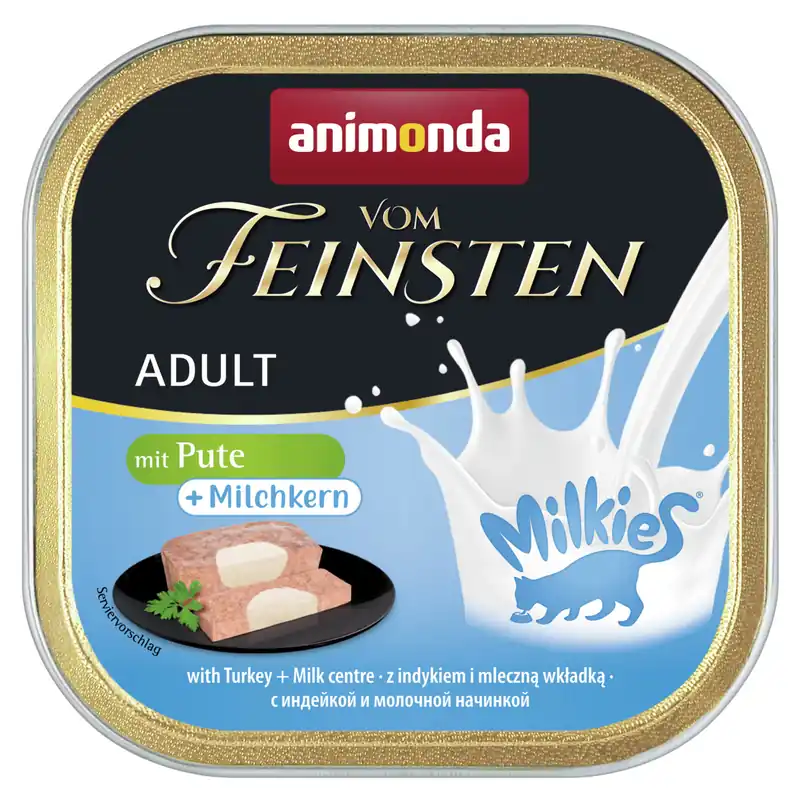 Sparpaket 32 x 100 g Animonda Vom Feinsten Adult mit Milkies-Kern mit Pute + Milchkern Katzen Nassfutter Rabatt